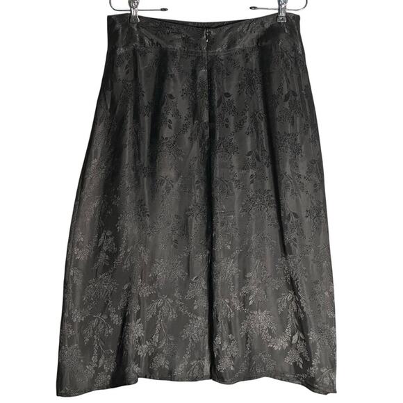 April Cornell X‎ Vintage Sz L Black Soiree Midi Skirt Floral Rayon Jacquard 90s - Picture 2 of 9